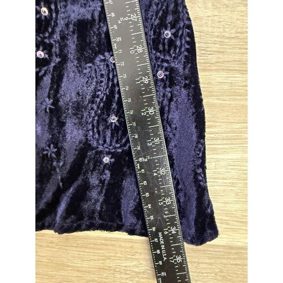 Lolette Jacket Dress Set Sz M Navy Mandarin Collar Tunic Velvet Patchwork Artsy - Picture 13 of 14